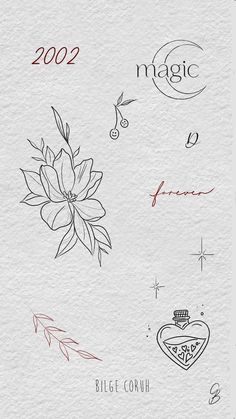 the back side of a piece of paper with writing on it and images of flowers