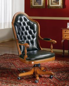 an office chair sitting on top of a rug