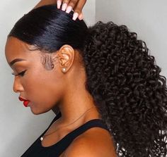 Puff Hairstyles for Black Women: Embrace Your Natural Beauty with Versatile Styles - New Natural Hairstyles Curly Drawstring Ponytail, Afro Ponytail, Clip In Ponytail Extensions, Human Hair Pieces, Colored Hair Extensions, Curly Clip Ins, Human Hair Clip Ins, Curly Ponytail, Clip In Ponytail