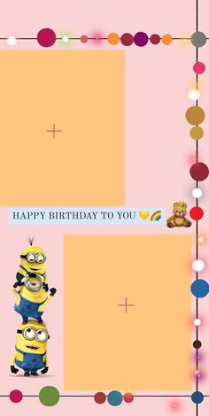 a happy birthday card with two minion characters