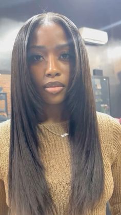 Sew In Hairstyles Versatile, Sew In Hairstyles Straight, Frontal Wig Hairstyles, Straight Weave Hairstyles, Sew In Hairstyles, Pretty Braided Hairstyles, Dope Hairstyles, Sew In, Baddie Hairstyles