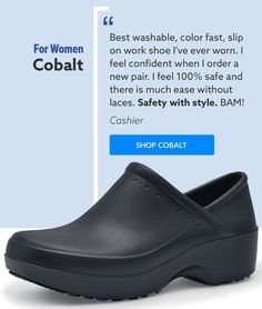 Hear from our customers why Shoes For Crews is the #1 choice for slip-resistant work shoes! Slip-on Workwear Clogs With Protective Feet, Functional Waterproof Black Clogs, Functional Black Waterproof Clogs, Black Waterproof Functional Clogs, Functional Slip-resistant Closed Toe Clogs, Waterproof Closed Toe Clogs For Work, Non-slip Round Toe Clogs For Work, Slip-resistant Round Toe Clogs For Work, Synthetic Clogs With Arch Support For Work