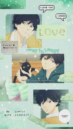 an anime scene with two cats and the caption says, i love you too