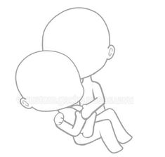 a drawing of a baby sitting on the ground with his arm around an adult's head