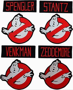 four stickers that say no to the ghostbuss in red and black on white