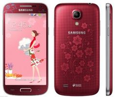 the new samsung galaxy s4 is shown in red and has a woman on it