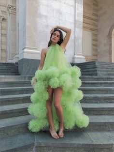 Green Prom Dresses, Halter Party Dress, Dama Dresses, Tulle Party Dress, Fest Outfits, Floral Prom Dresses, Green Prom, Prom Dresses 2020, Prom Dress Styles