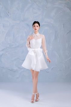 Elegant Mini Skirt With Ruffled Detail, Chic Wedding Skirt With Ruffles, Summer Wedding Mini Dress, Elegant Fitted Mini Skirt For Wedding, Formal Flared Dress With Ruffles, Chic Sheer Organza Mini Dress, Wedding Mini Dress With Tiered Ruffles, Wedding Tiered Ruffle Mini Dress, Elegant Dress With Ruffled Mini Skirt