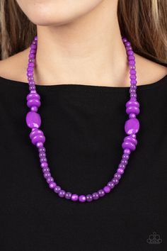 Varying in size, shape, and opacity, a vivacious purple collection of cloudy and solid acrylic beads drapes across the chest for a playful pop of color. Features an adjustable clasp closure.   Sold as one individual necklace. Includes one pair of matching earrings. Paparazzi Accessories Jewelry, Happy Jewelry, Purple Necklace, Purple Shorts, Paparazzi Accessories, Paparazzi Jewelry, Short Necklace, Acrylic Beads, Necklace Earring Set