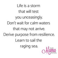 a poem that reads life is a storm that will test you unreasingly don't wait for calm waters that may not arrive