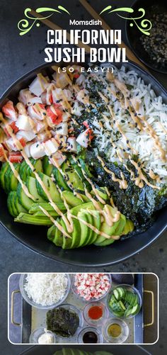 the ingredients for this dish are in bowls and ready to be eaten