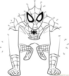 spiderman cartoons connect the dots printable for kids and adults to color, learn how to draw