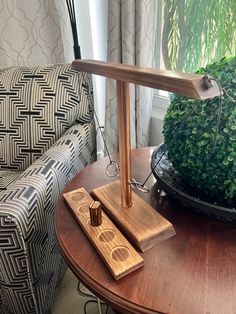 a table that has some kind of wooden object on it