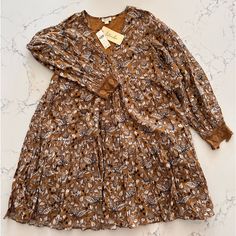 Questions? Leave A Comment Below! Brown Floral Print Mini Dress For Fall, Brown Fall Dress For Brunch, Cord Skirt, Tie Front Dress, Womens Fall Dress, Leather Mini Dress, Fall Dress, Tie Waist Dress, Mini Sweater Dress