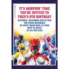 the power rangers birthday party is going on