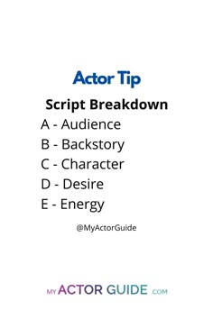 the acting guide for actors to learn how to perform in an upcoming film or tv show