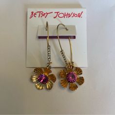 Nwt Never Worn Beautiful Earrings Purple Flower Earrings For Party With Ear Wire, Nickel-free Purple Earrings For Party, Purple Pierced Earrings For Party, Party Purple Pierced Earrings, Purple Hoop Earrings For Party, Patriotic Earrings, Pink Heart Earrings, Unicorn Earrings, Mickey Mouse Earrings