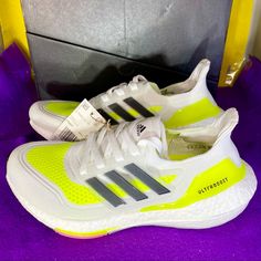 New Adidas Ultraboost 21 Running Shoe Fy0377 Men’s Size: 5 Women’s 6.5 Qty. 1 New In Box Pair Of Men’s Adidas Ultraboost 21 Running Shoes Sneakers. Size: Men’s 5 Women’s 6.5 Youth 6.5y Color: White/Black/Solar Yellow Ships Within 24hrs Of Purchase. 100% Authentic Men's Ultraboost Shoes For An Energized Run. Midfoot Cage And Heel Counter For Support; Boost Midsole For A Responsive Feel Stretchweb Outsole Flexes Naturally For An Energized Ride; Continental Rubber Gives You Superior Traction. Sock- Yellow Running Sneakers With Boost Midsole, Adidas Sneakers With Boost Midsole For Marathon, Sporty Yellow Running Shoes With Boost Midsole, Yellow Athleisure Sneakers With Boost Midsole, Sporty Neon Yellow Sneakers For Running, Yellow Sneakers With Air Cushioning For Marathon, Yellow Air Cushioning Sneakers For Marathon, Adidas Yellow Running Shoes With Boost Midsole, Yellow Sneakers With Air Max Cushioning For Marathon