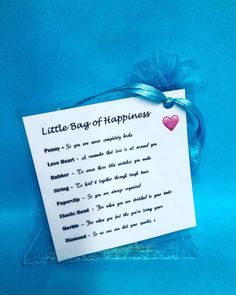 a little bag of happiness on a blue background