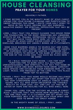 a blue and green poster with the words house cleaning prayer for your homes on it