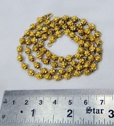 "vintage antique 23 k solid gold fully handmade beads necklace. Length-55 cm( 21.65\") we can adjust length. Width-5 mm, weight-16.300 grams, material-23 K solid gold (no wax inside)." Vintage Gold Temple Necklace For Celebration, Antique Gold Jewelry With Spacer Beads, Vintage Gold Necklace For Festivals, Gold Temple Necklace With Gold Beads As Gift, Gold Temple Necklace With Gold Beads For Gift, Victorian Gold Necklaces With Round Beads, Gold Temple Necklace With Polished Beads As Gift, Gold Temple Necklace With Polished Beads For Gifts, Victorian Gold Jewelry With Round Beads