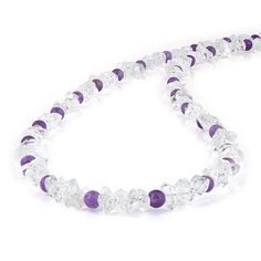 Spiritual Single Strand Amethyst Jewelry, Purple Beaded Necklaces With Stones For Gifts, Purple Amethyst Birthstone Necklace For Anniversary, Purple Faceted Amethyst Crystal Necklace, Purple Faceted Amethyst Crystal Necklaces, Amethyst Gemstone Necklaces With Round Beads, Lavender Amethyst Necklace With Stones, Silver Amethyst Necklace With Single Strand, Silver Amethyst Single Strand Necklace