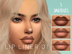 the lip line for females is shown in three different colors and features long, wavy hair