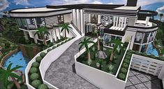 this is an artist's rendering of a house in the middle of palm trees