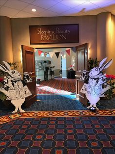 the entrance to sleeping beauty pavilion is decorated with paper rabbits