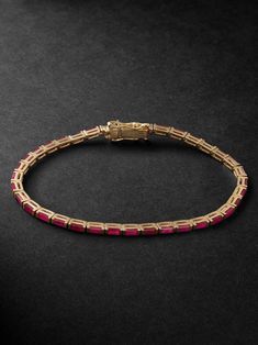 Cut and colourway are the focus of KOLOURS JEWELRY's collections. A confident, modern take on classic tennis styles, this bracelet is made from gold and set with vivid red rubies. Ruby Bracelet, Gold Bracelets, Ruby Jewelry, Fine Jewelry Bracelets, Bracelet For Men, Mr Porter, Bracelets For Men, Gold Jewelry, Jewelry Collection