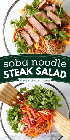 This Soba Noodle Steak Salad is a fresh summer salad made of Soba noodles, fresh veggies, and grilled steak. This salad recipe has the perfect balance of flavors. Add this to your easy Spring recipes or Memorial Day dinner menu! Soba Noodle Salad, Soba Noodle, Steak Salad, Soba Noodles, Raw Vegetables, Grilled Steak, Light Dinner, Fresh Summer, Summer Salad