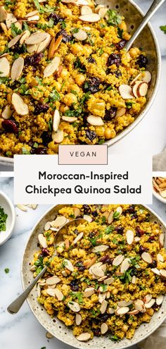 moroccan inspired chickpea quinoa salad with almonds