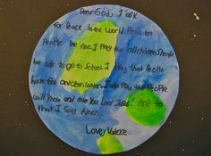 a paper plate with writing on it that says dear god, i talk to the earth