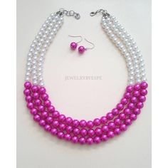 Chunky Pearl Necklace, Hot Pink Necklace, Multi Strand Beaded Necklaces for Women, Pink Wedding Brid Purple Wedding Jewelry, Small Pearl Earrings, Ivory Pearl Necklace, Chunky Pearl Necklace, Beach Wedding Jewelry, Vintage Wedding Jewelry, Multi Strand Beaded Necklace, Long Necklace Boho, Chunky Pearls