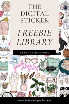 the digital sticker freebie library is full of books, magazines, and more