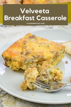 a close up of a plate of breakfast casserole