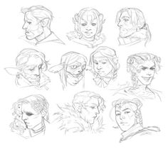 some sketches of people with different facial expressions