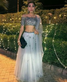 Juhi Godambe in Mahima Mahajan Sisters Outfits, Two Piece Prom Dresses, Reception Outfits, Beautiful Lehenga, Eastern Wear, Two Piece Prom, Desi Dress, Sari Dress