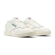 These men's Court Advance sneakers by Reebok are the perfect everyday off-duty or active style. Made from smooth faux leather, this sleek monochrome white lace-up pair has a cushioned insole and a comfortable rubber outsole. Wear them with a t-shirt and jeans or workout gear.Closure Type: Lace-UpUpper/Outer Base Material: 100% TextileShoe Lining Material: SyntheticSole Material Content: 100% RubberCountry of Origin: Imported Casual Mens Sneakers, Lifestyle Shoes For Men, White Shoes Reebok, Men’s Reebok Sneakers, Guy Shoes Aesthetic, Shoe Inspo Men, Men’s White Shoes, Men’s Casual White Sneakers, Mens Shoes 2024 Trends