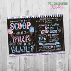 Ice Cream Gender Reveal Invitation, Ice Cream Gender Reveal Party #whatsthescoop #icecreamgenderrevealparty Scoop Gender Reveal, Cream Gender Reveal, Ice Cream Gender Reveal, Gender Reveal Party Theme, Gender Reveal Themes, Gender Reveal Party Invitations, Baby Reveal Party, Gender Party, Ice Cream Social