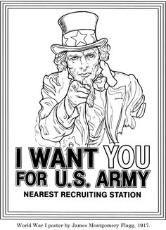 i want you for u s army coloring page with an image of the uncle lincoln