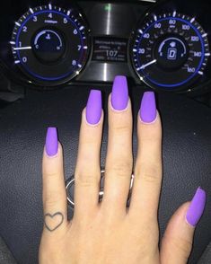 Matte Purple Nails, Purple Acrylic Nails, Simple Nail Art Designs, Acrylic Nails Coffin, Easy Nail Art, Nail Arts, Matte Nails, Purple Nails