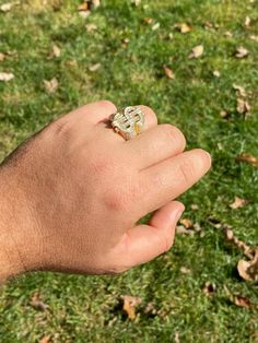 "Amazing men's dollar sign $ ring Whether you a everyday hustler or a pimp we all love money $ Size 7 to 13 available SOLID 925 sterling silver Stamped 925 Will never tarnish or turn your hand green! Ring is set with simulated diamonds all around the band! Nice mix of baguette & round stones! Ring is 10-11 grams depending on size! BIG size about the same size as a US quarter About 1\" (25mm) tall" Pinky Ring Gold, Diamond Pinky Ring, Real Diamond Rings, Green Ring, Dollar Sign, Fool Gold, Sell Gold, Fit Ideas, Sterling Silver Mens