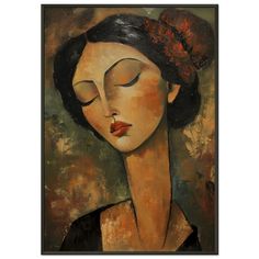 a painting of a woman with her eyes closed