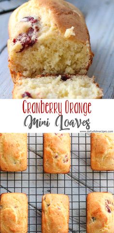 cranberry orange mini loaves on a cooling rack with the rest of the muffins