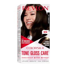 PRICES MAY VARY. GLOSSY COLOR: Enhances color with a range of glossy shades for multi-dimensional, natural looking results SHINY + STRONG: Leaves hair 2X shinier* and 4X stronger* INCLUDED SERUM: Hydrating Leave In Scalp & Hair Serum cares for your hair and scalp after coloring LOW COMMITMENT: Demi-permanent hair color, lasts up to 28 washes BLENDS GRAYS: Gives up to 60% gray coverage Color Stay Satin Ink Revlon, Revlon Black Hair Dye, Revlon Chocolate Luster, Revlon Straightener Purple, Demi Permanent Hair Color, Revlon Colorstay Satin Ink Lady Topaz, Revlon Colorsilk, Demi Permanent, Hair Gloss