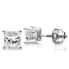 Item Code: 000361&#44 Solitaire Princess Cut, Princess Cut Diamond Earrings, Princess Cut Stud Earrings, Diamond Solitaire Earrings, Gold Diamond Earrings Studs, Princess Cut Gold, Gold Diamond Studs, Platinum Earrings, White Gold Earrings Studs