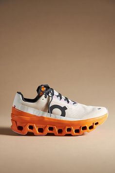 Cloudmonster Shoes, On Cloudmonster, Orange Fits, Orange Sneakers, Orange Shoes, Soft Sock, Running Gear, Design Light, Swiss Alps