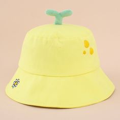 ❤️ A summery bucket hat with a minky fabric sprout on top ❤️ Embroidered details❤️ 100% cotton❤️ Spot clean for best results ❤️Opening diameter ~8.25 inches (21cm) ❤️Opening circumference ~21.5 inches (55cm) Playful Cotton Sun Hat For Spring, Playful Spring Cap Sun Hat, Playful Green Sun Hat For Spring, Cute Cotton Bucket Hat, Cute Summer Bucket Hat, Playful Spring Bucket Hat, Playful Bucket Hat For Spring, Fun Cotton Hats For Spring, Cute Adjustable Bucket Hat For Spring