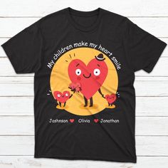 My Children Make My Heart Smile Personalized Shirt Child Smile, Heart For Kids, Family Gifts